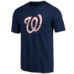 Washington Nationals Official Logo Tri-Blend T-Shirt - Heather Navy T-shirts