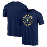 Milwaukee Brewers Hometown Collection Brewing Up Tri-Blend T-Shirt - Heather Navy T-shirts