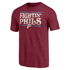 Philadelphia Phillies Hometown Collection Fightin' Phils Tri-Blend T-Shirt - Burgundy T-shirts