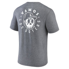 Los Angeles Dodgers Hometown Collection Sugar Skull Tri-Blend T-Shirt - Heather Gray T-shirts