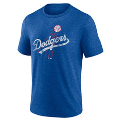 Los Angeles Dodgers Cooperstown Collection Throwback Logo Tri-Blend T-Shirt - Heather Royal T-shirts