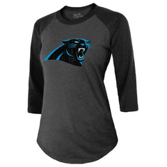Bryce Young Carolina Panthers Majestic Threads Women's Player Name & Number Tri-Blend 3/4-Sleeve Fitted T-Shirt Black
