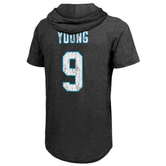 Bryce Young Carolina Panthers Majestic Threads Player Name & Number Tri-Blend Slim Fit Hoodie T-Shirt Black