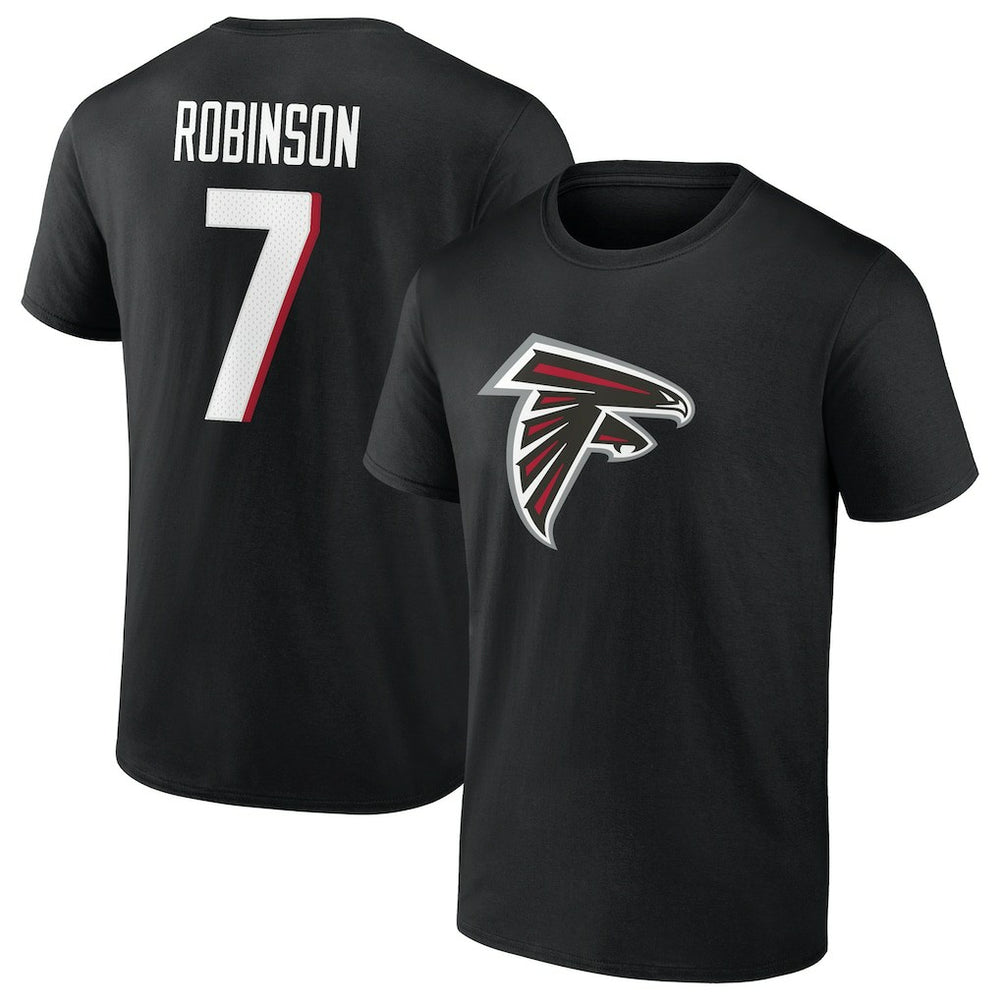 Bijan Robinson Atlanta Falcons Icon Name & Number T-Shirt Black