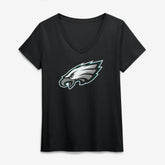 Philadelphia Eagles Logo Athletic Women's Primary Logo V-Neck T-Shirt Black