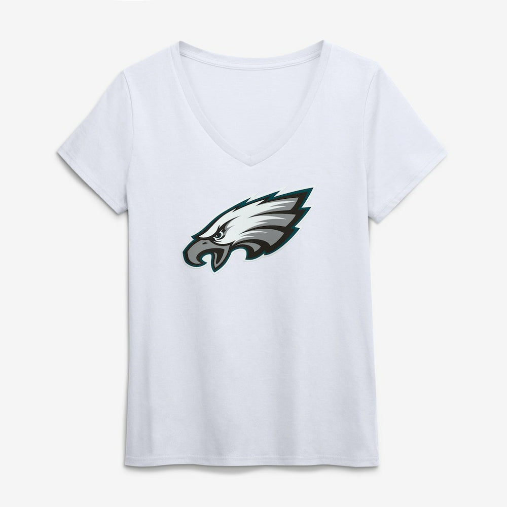Philadelphia Eagles Logo Athletic Women's Primary Logo V-Neck T-Shirt White