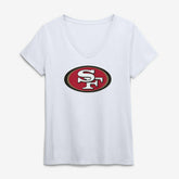 San Francisco 49ers Logo Athletic Women's Primary Logo V-Neck T-Shirt White