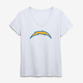 Los Angeles Chargers Logo Athletic Women's Primary Logo V-Neck T-Shirt White