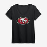 San Francisco 49ers Logo Athletic Women's Primary Logo V-Neck T-Shirt Black