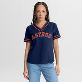 Houston Astros Fanatics Women's Diva Race Ahead Raglan V-Neck T-Shirt - Navy T-shirts