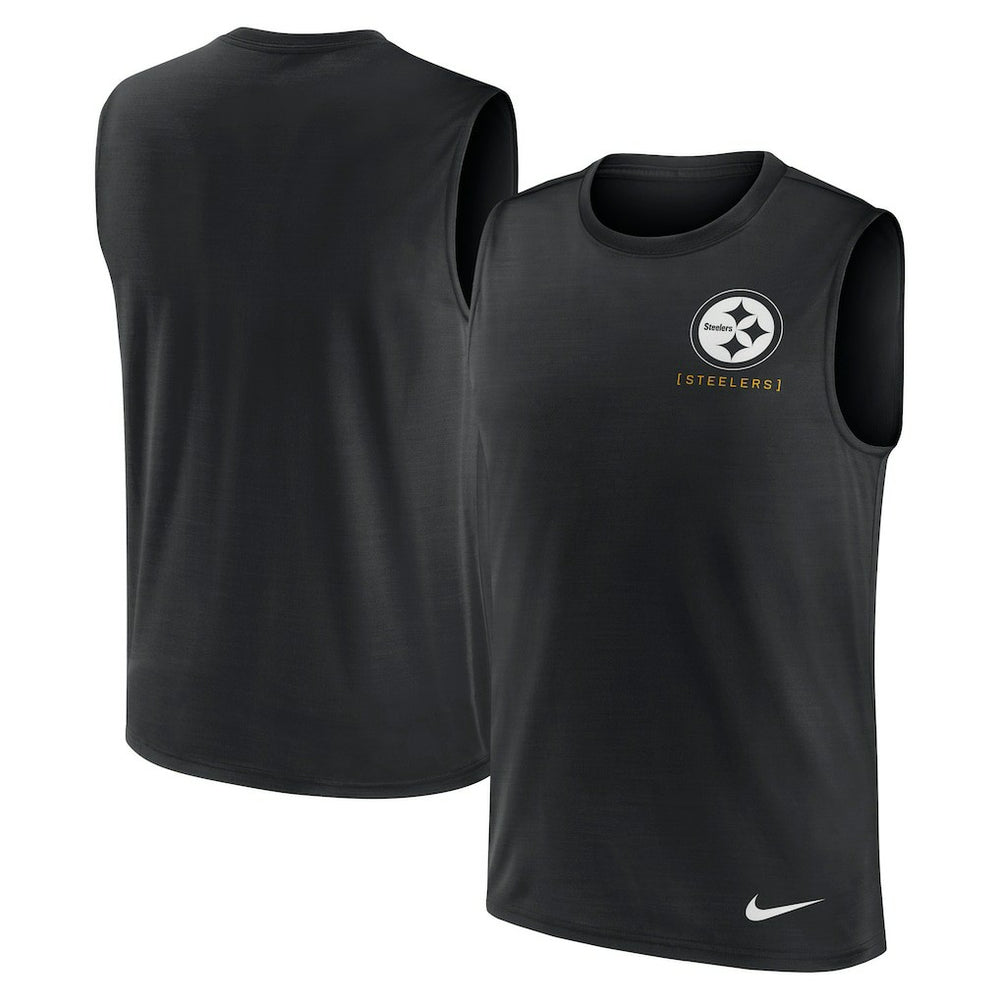 Pittsburgh Steelers Large Logo Lightweight Dri-FIT Muscle Tank Top Black
