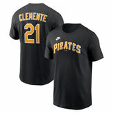 Roberto Clemente Pittsburgh Pirates Nike Cooperstown Collection Name & Number T-Shirt - Black T-shirts