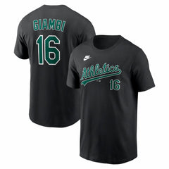Jason Giambi Athletics Nike Cooperstown Collection Name & Number T-Shirt - Black T-shirts