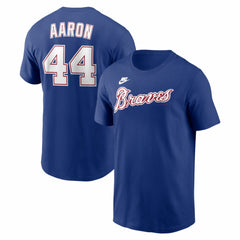 Hank Aaron Atlanta Braves Nike Cooperstown Collection Name & Number T-Shirt - Royal T-shirts