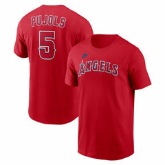 Albert Pujols Los Angeles Angels Nike Cooperstown Collection Name & Number T-Shirt - Red T-shirts