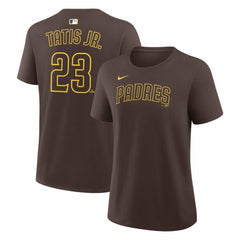 Fernando Tatis Jr. San Diego Padres Nike Women's Name & Number T-Shirt - Brown T-shirts