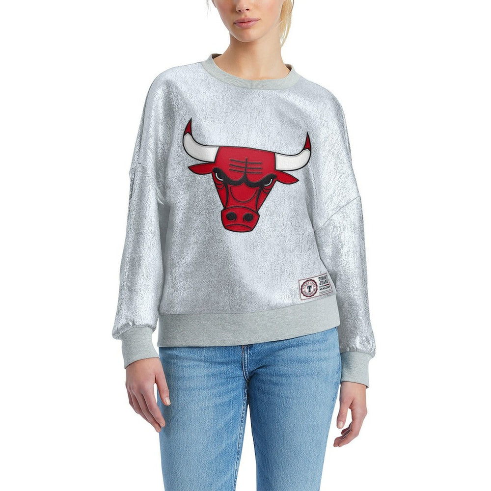 Chicago Bulls Tommy Jeans Women's Tracy Pullover Sweatshirt Silver