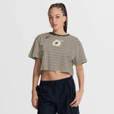 San Diego Padres Nike Women's Cooperstown Collection Striped Cropped T-Shirt - Brown/Cream T-shirts