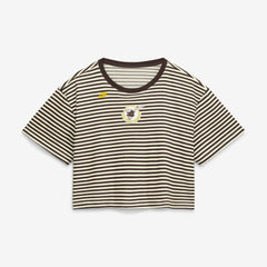 San Diego Padres Nike Women's Cooperstown Collection Striped Cropped T-Shirt - Brown/Cream T-shirts