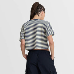 Houston Astros Nike Women's Cooperstown Collection Striped Cropped T-Shirt - Navy/Cream T-shirts