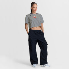 Houston Astros Nike Women's Cooperstown Collection Striped Cropped T-Shirt - Navy/Cream T-shirts