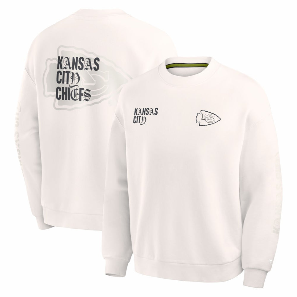 Kansas City Chiefs Oversized Type Play Multi Sweatshirt Cream