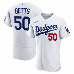 MLB Mookie Betts Los Angeles Dodgers Nike Home Authentic Sponsor Patch Jersey - White