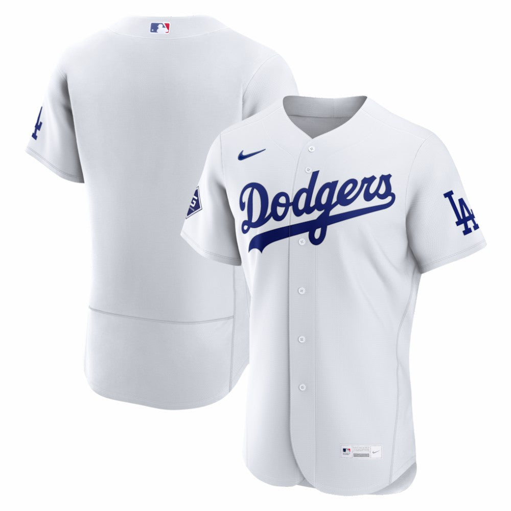 MLB Los Angeles Dodgers Nike Home Sponsor Patch Authentic Jersey - White