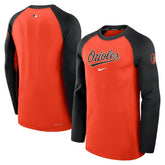 Baltimore Orioles Nike Authentic Collection Game Time Dri-FIT Raglan Long Sleeve T-Shirt - Orange/Black T-shirts