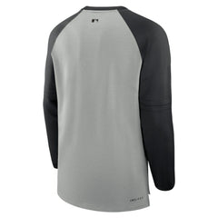 Miami Marlins Nike Authentic Collection Game Time Raglan Performance Long Sleeve T-Shirt - Heather Gray/Black T-shirts
