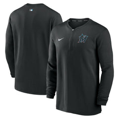 Miami Marlins Nike Authentic Collection Game Time Performance Quarter-Zip Top - Black Tops