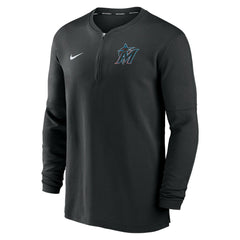 Miami Marlins Nike Authentic Collection Game Time Performance Quarter-Zip Top - Black Tops