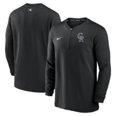 Colorado Rockies Nike Authentic Collection Game Time Performance Quarter-Zip Top - Black Tops