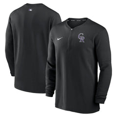 Colorado Rockies Nike Authentic Collection Game Time Performance Quarter-Zip Top - Black Tops