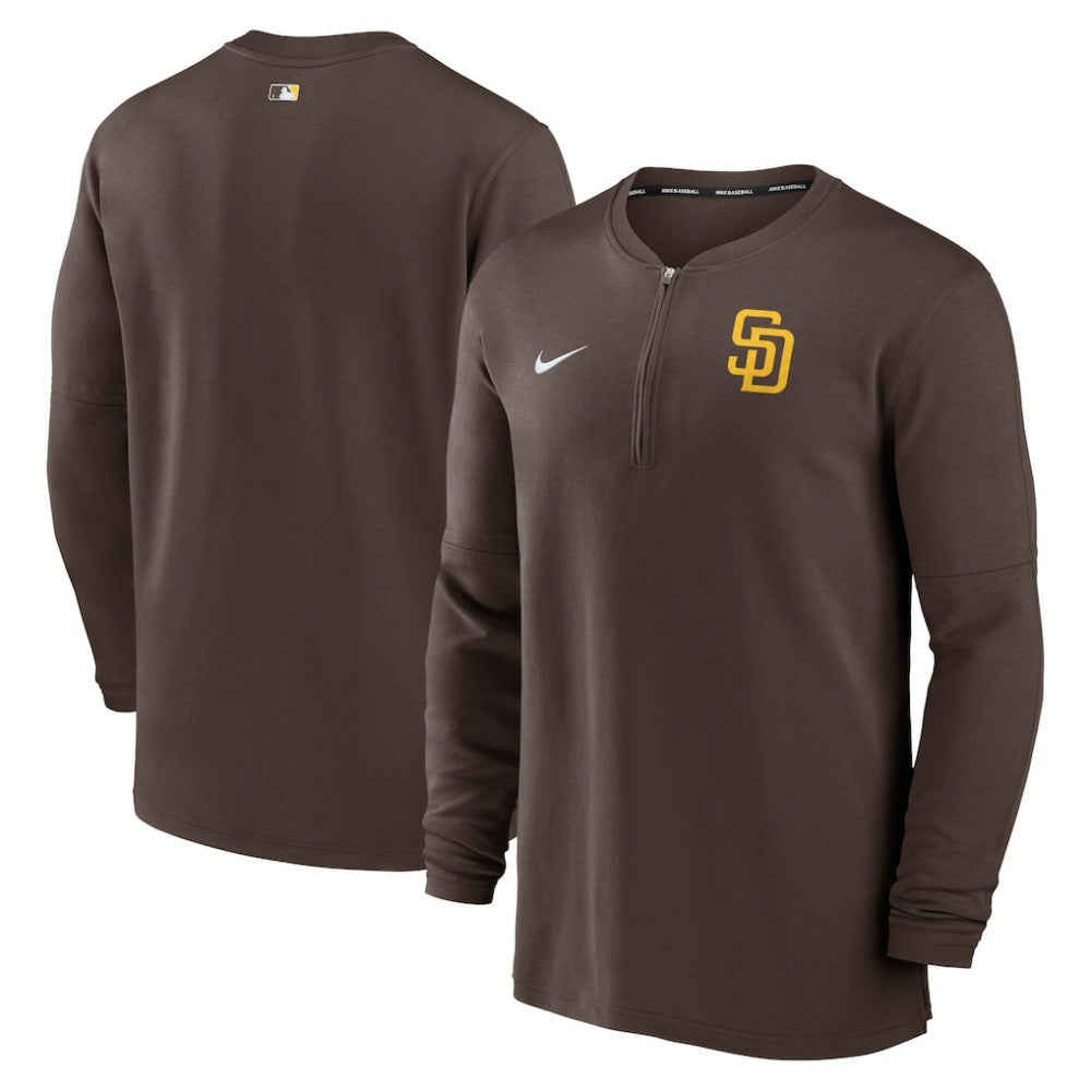 San Diego Padres Nike Authentic Collection Game Time Performance Quarter-Zip Top - Brown Tops