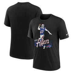 Josh Allen Buffalo Bills Player Graphic T-Shirt Heather Black