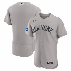 MLB New York Yankees Nike Road Sponsor Patch Authentic Jersey - Gray