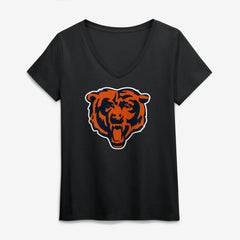 Chicago Bears Logo Athletic Women's Primary Logo V-Neck T-Shirt Black