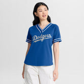 Los Angeles Dodgers Fanatics Women's Diva Race Ahead Raglan V-Neck T-Shirt - Royal T-shirts