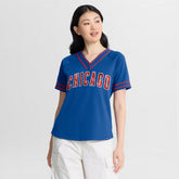 Chicago Cubs Fanatics Women's Diva Race Ahead Raglan V-Neck T-Shirt - Royal T-shirts