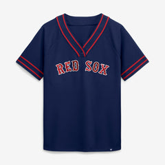 Boston Red Sox Fanatics Women's Diva Race Ahead Raglan V-Neck T-Shirt - Navy T-shirts