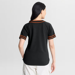 Baltimore Orioles Fanatics Women's Diva Race Ahead Raglan V-Neck T-Shirt - Black T-shirts