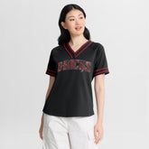 Arizona Diamondbacks Fanatics Women's Diva Race Ahead Raglan V-Neck T-Shirt - Black T-shirts