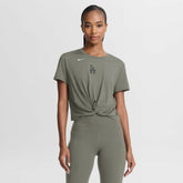 Los Angeles Dodgers Nike Women's One Twist Dri-FIT Cropped T-Shirt - Olive T-shirts