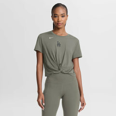 Los Angeles Dodgers Nike Women's One Twist Dri-FIT Cropped T-Shirt - Olive T-shirts
