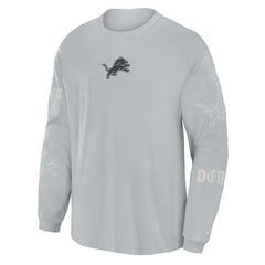 Detroit Lions Oversized Type Play Long Sleeve T-Shirt Gray