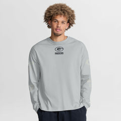Green Bay Packers Oversized Type Play Long Sleeve T-Shirt Gray