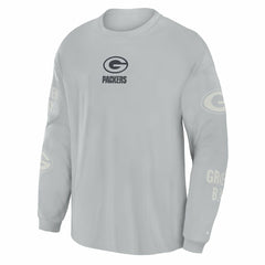 Green Bay Packers Oversized Type Play Long Sleeve T-Shirt Gray
