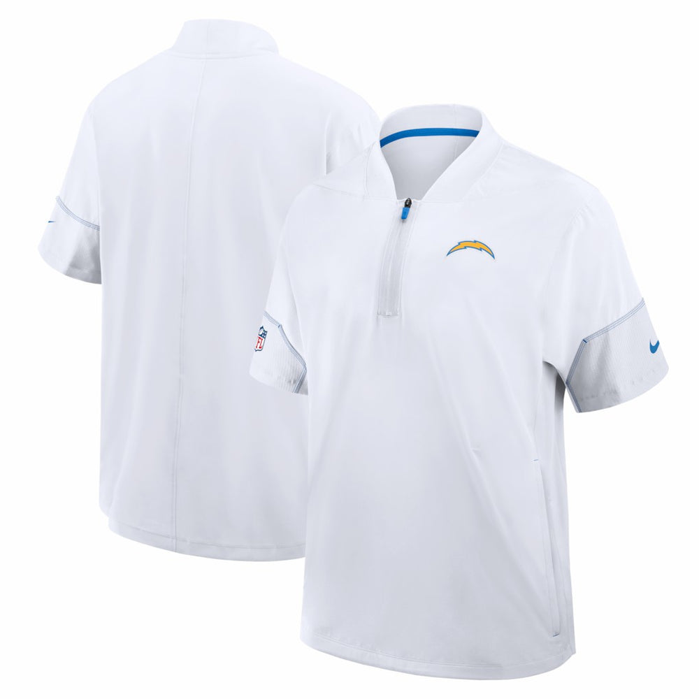 Los Angeles Chargers Sideline Short Sleeve Quarter-Zip Coach Jacket White