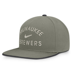 Milwaukee Brewers Nike Pro Dri-FIT Snapback Hat - Olive Hats